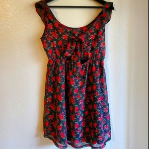 Poke a dot sheer black floral dress